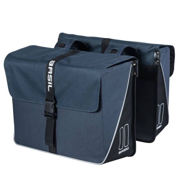 Basil Forte Double Pannier, water-repellent, navy blue black, 35L