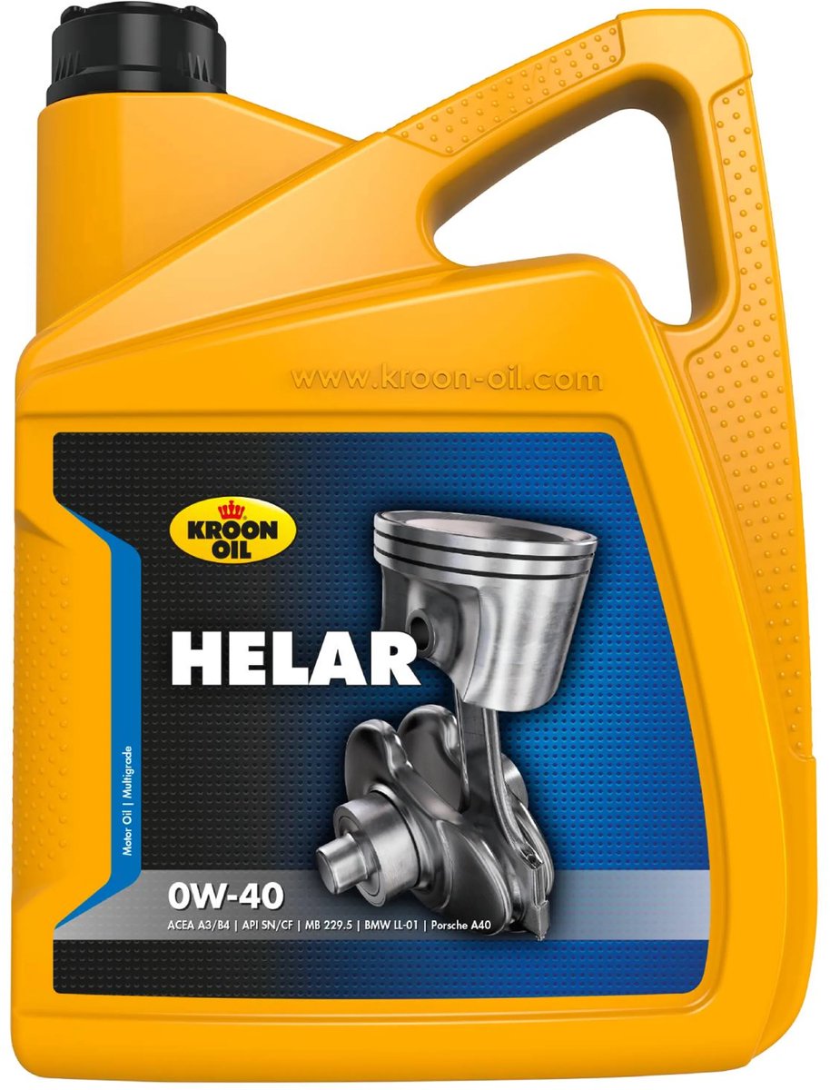 Kroon-oil helar 0w-40 - vol-synthetische motorolie - 5 liter - transparant