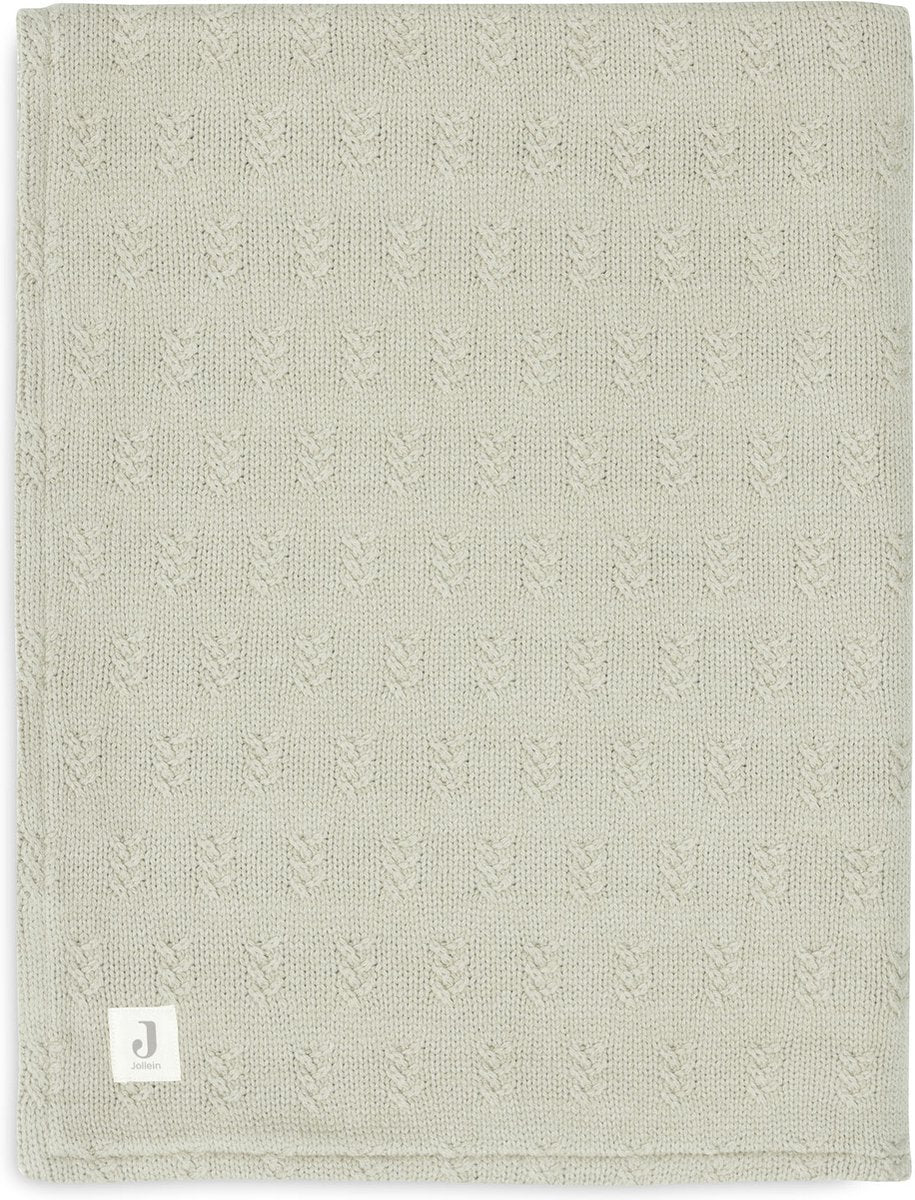Jollein - deken ledikant 100x150cm - dekentje baby - grain knit - olive green velour