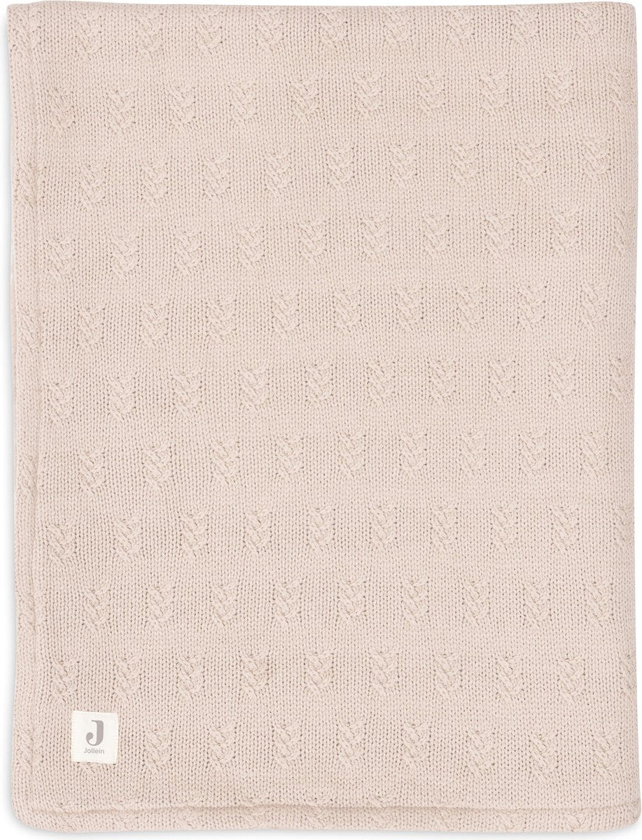 Jollein - deken ledikant 100x150cm - dekentje baby - grain knit - wild rose velour