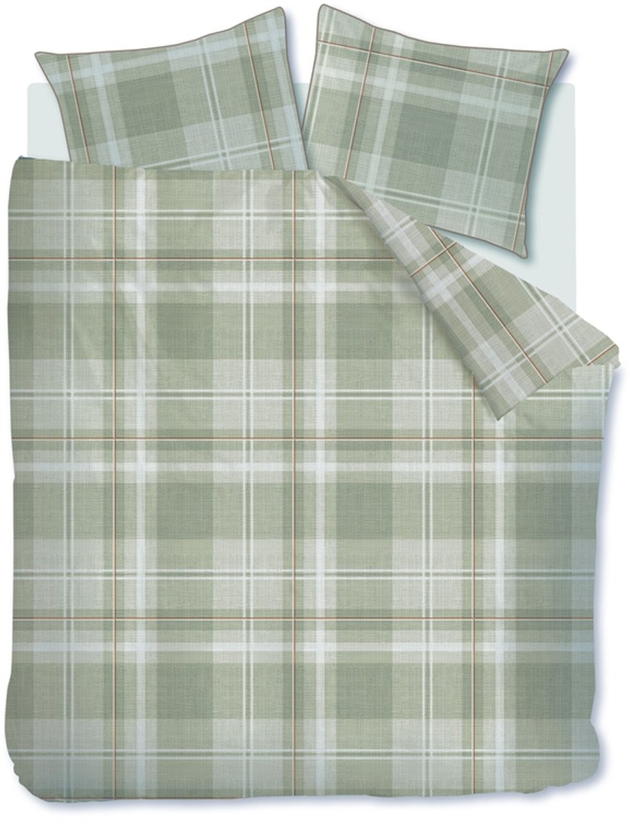 Riviera maison rivièra maison tartan check dekbedovertrek - eenpersoons - 140 x 200 220 cm - zand