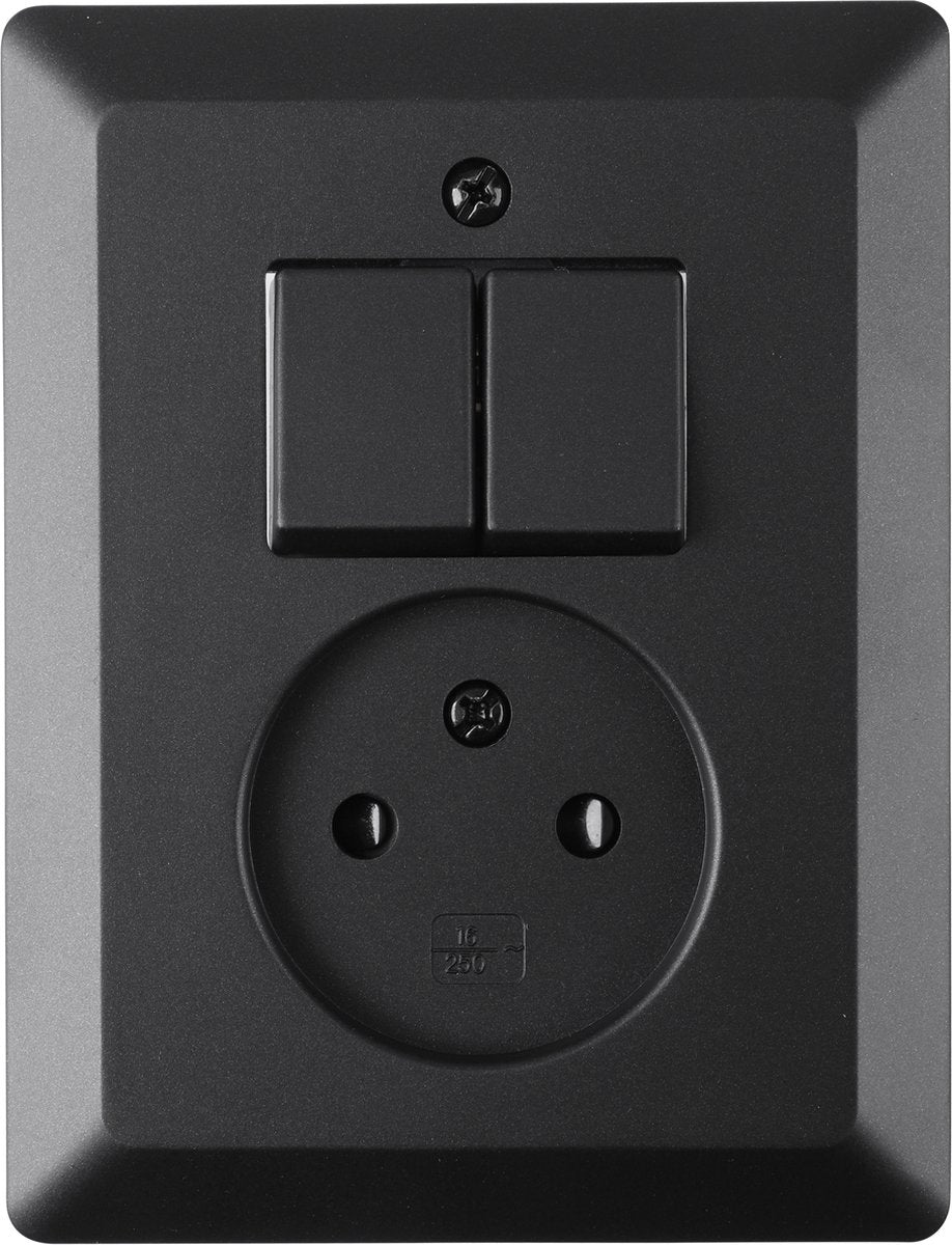 Q-link combinatie inbouw - serie - met dubbele schakelaar - zwart
