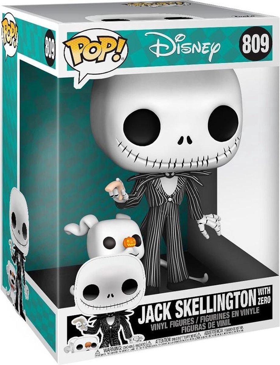 Funko pop! disney: jumbo the nightmare before christmas - jack skellington with zero pop (25cm) #809