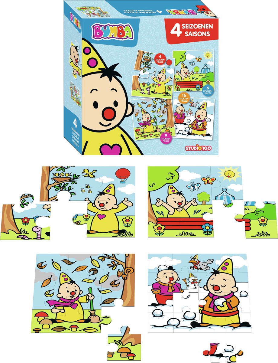 Bumba - puzzel - 4 seizoenen - 4+6+9+12 stukjes - lente - zomer - herfst - winter - fsc mix