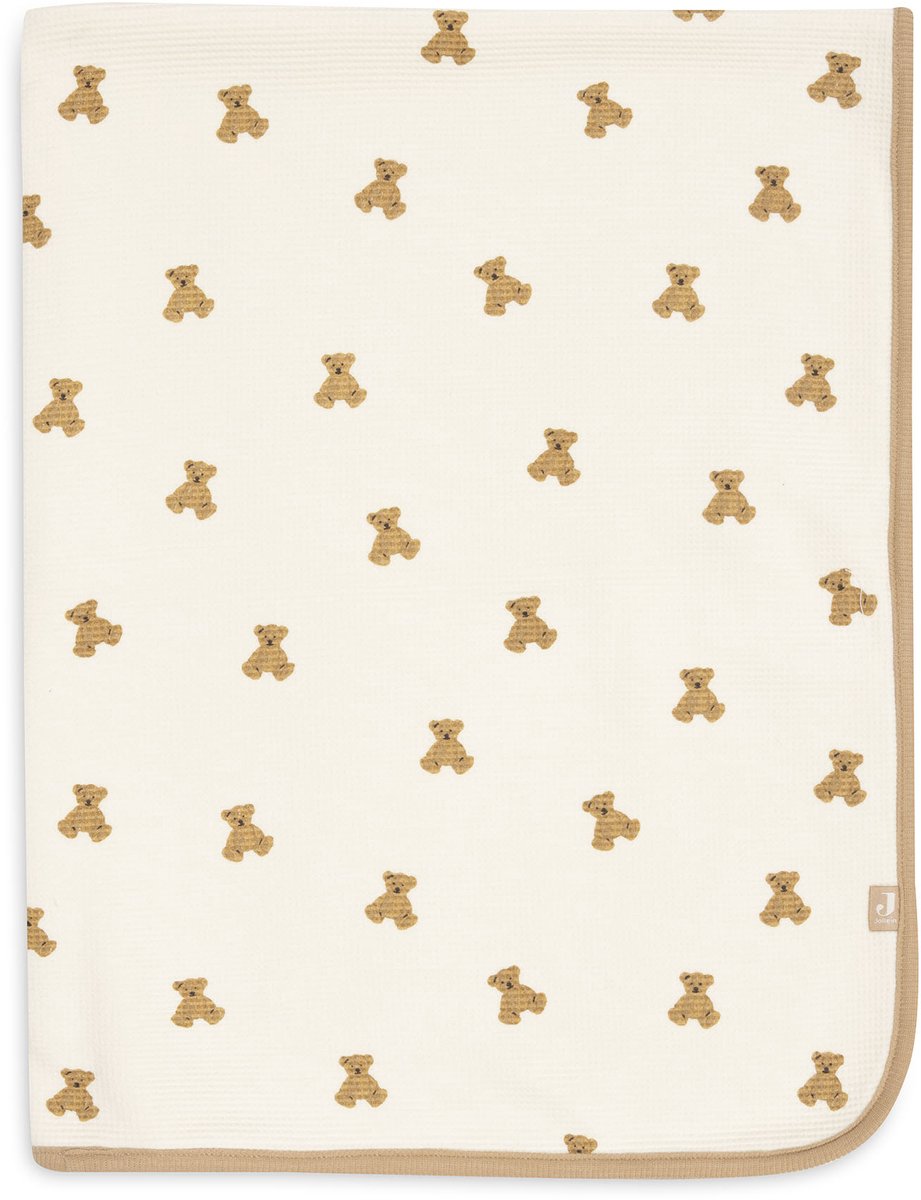 Jollein baby deken wieg - 75x100cm - little waffle - mini teddy bear