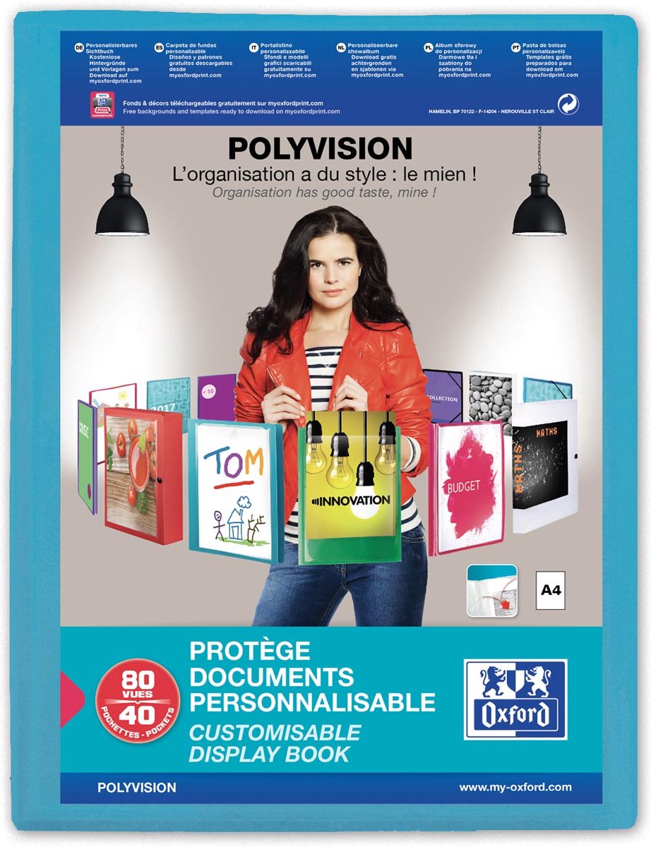 Oxford elba showalbum polyvision 40 tassen blauw