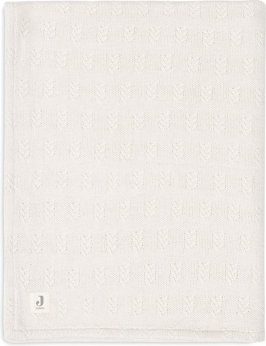 Jollein - deken ledikant 100x150cm - dekentje baby - grain knit - oatmeal velour
