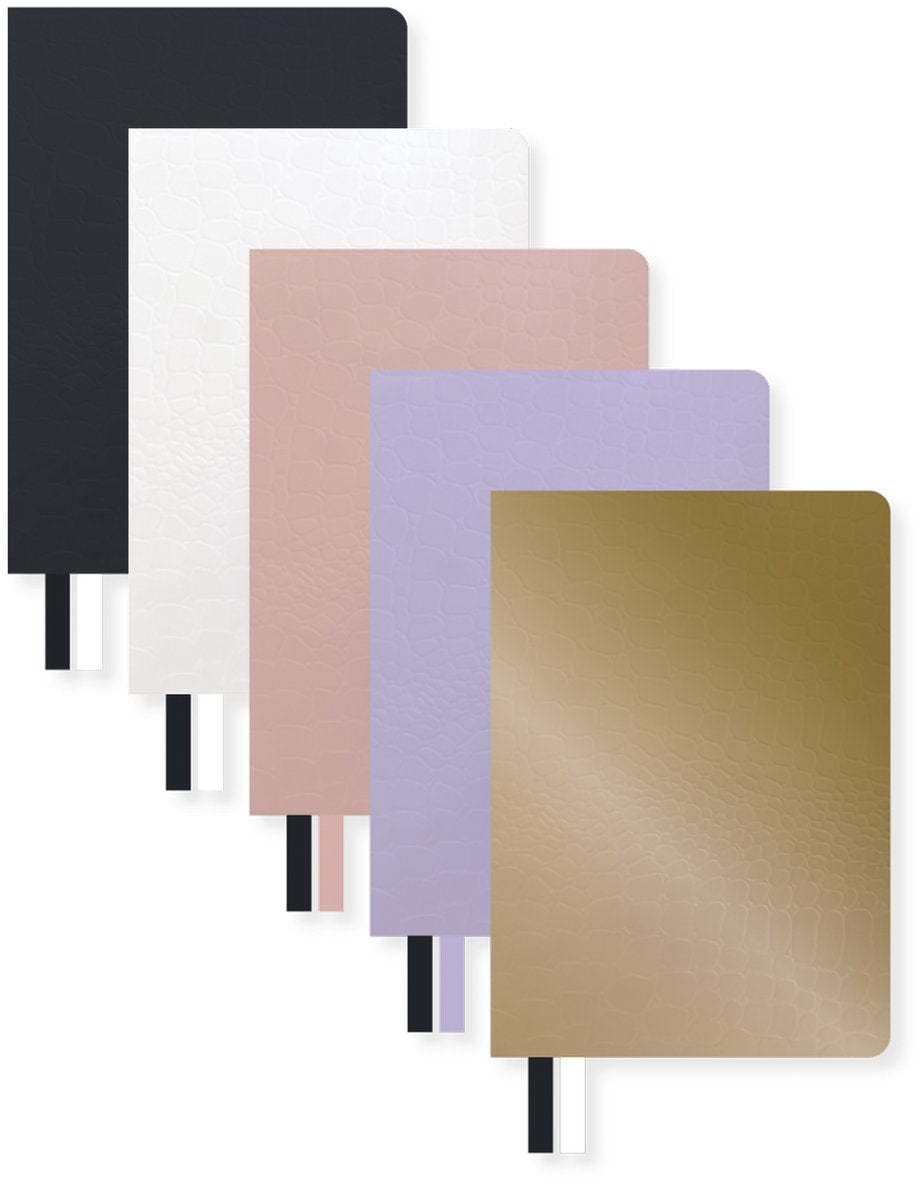 Kangaro notitieboek - pure croco - a6 - lijn - 5 stuks assorti