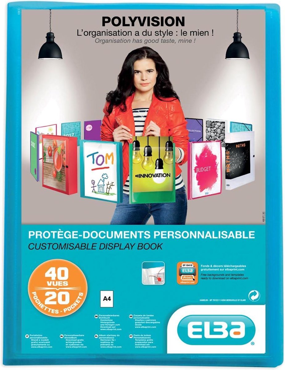 Elba polyvision showalbum, a4, 20 tassen, blauw