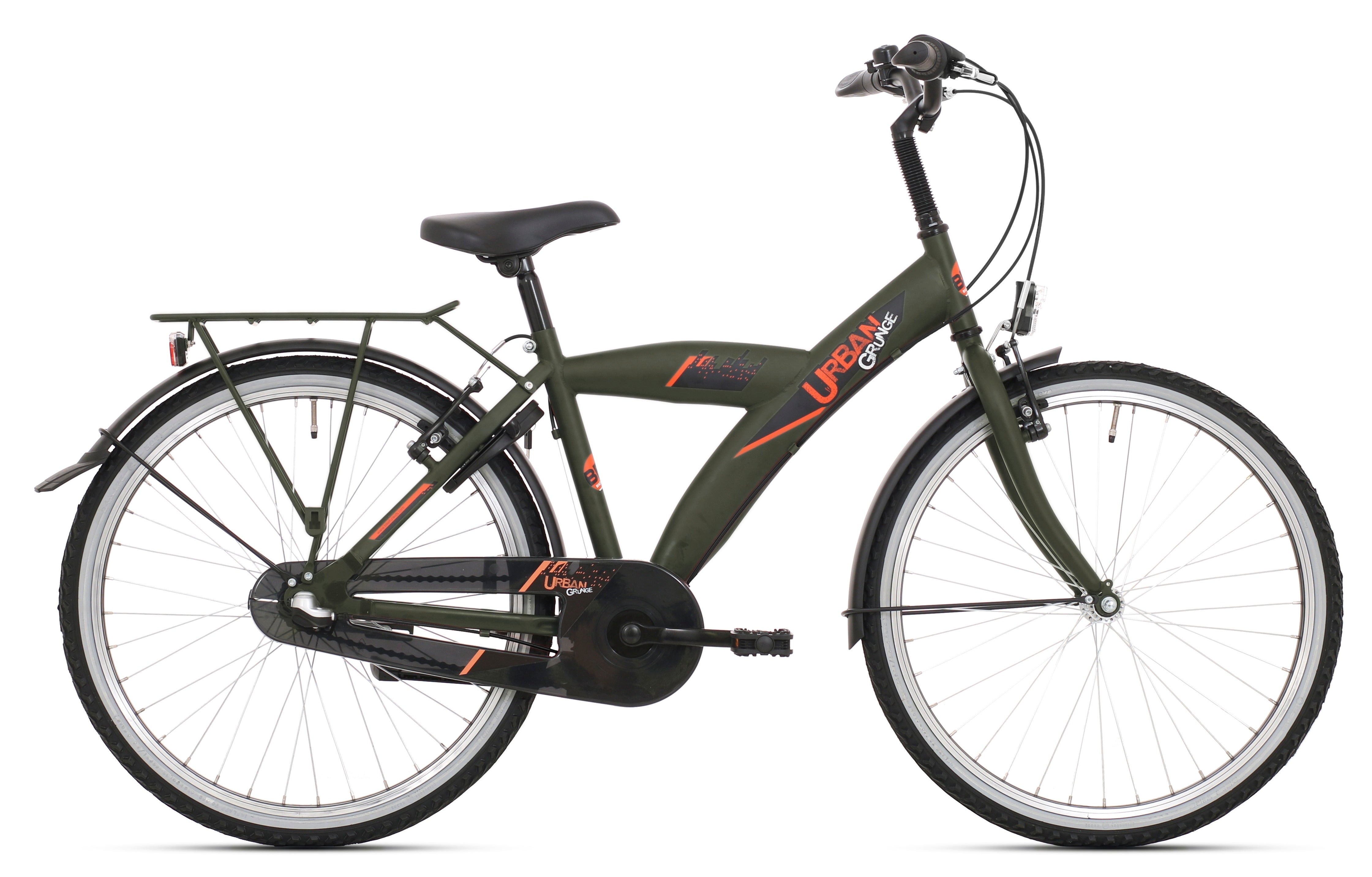 Bikefun kinderfiets urban city 26 inch met nexus 3 versnelling remnaaf - mat groen