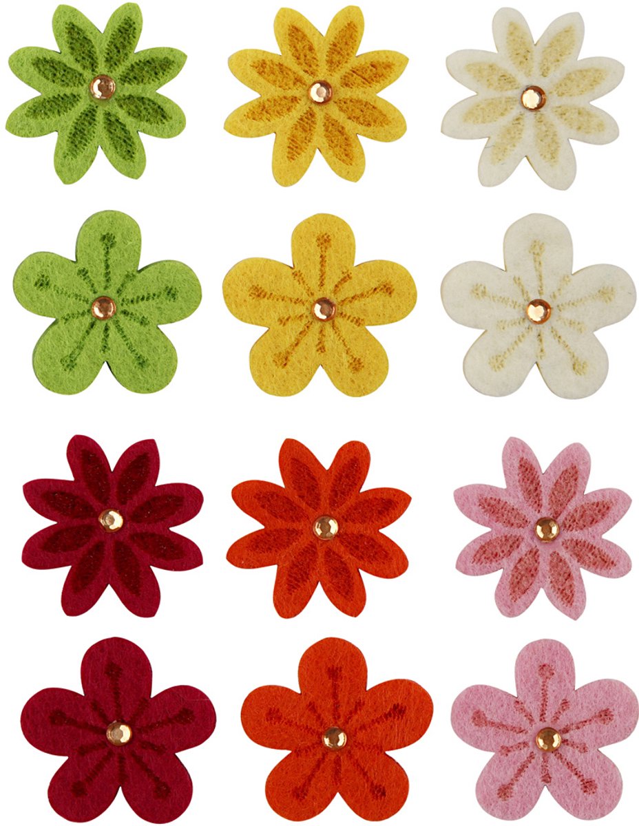 Creativ company creotime bloemen van vilt, d: 30 mm, 120 assorti