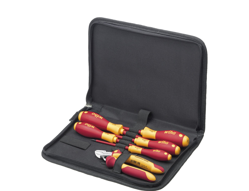 Wiha gereedschapset elektricien gereedschapsset (rood geel, 6-delig in gereedschapetui)