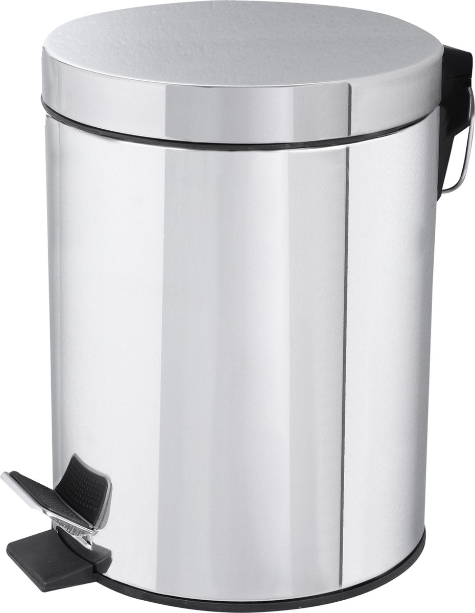 Differnz pedaalemmer chroom – prullenbak badkamer – afvalbakje – 5 liter
