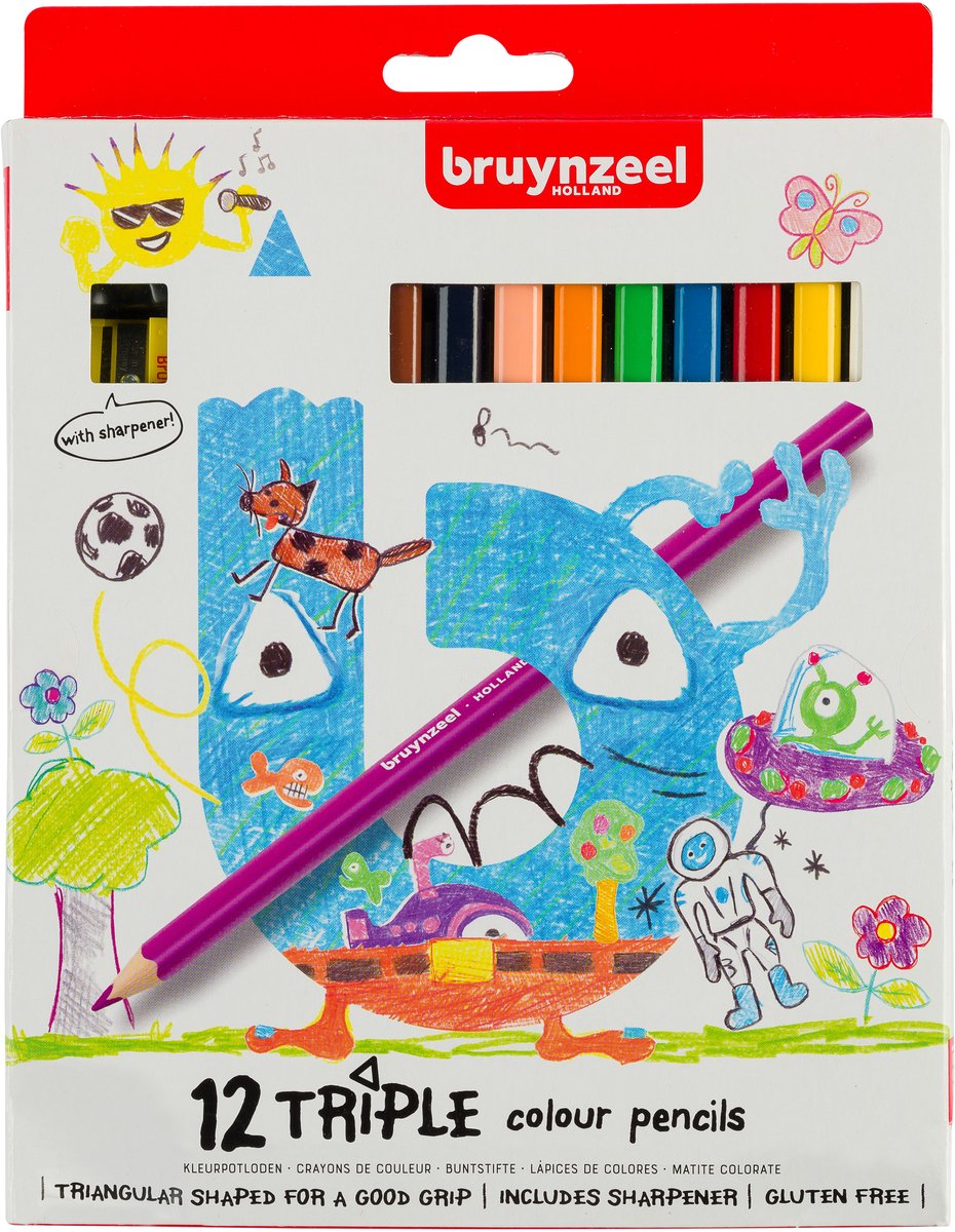 Bruynzeel kids triple kleurpotloden set 12