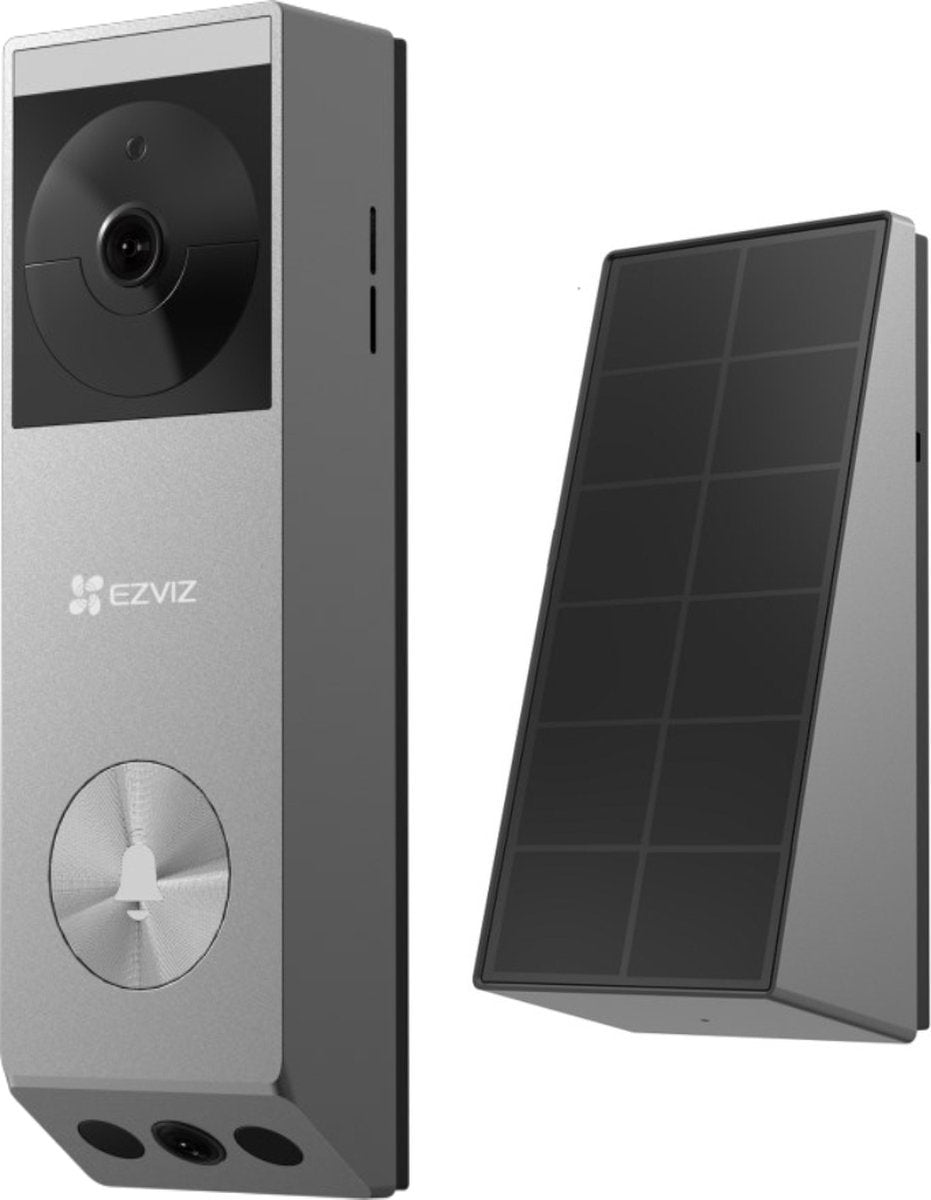 Ezviz ep3x pro – draadloze video deurbel – dual-lens 2k hd – geen abonnement – 32gb opslag – ai detectie - incl. zonnepaneel - zilver - 1 stuk