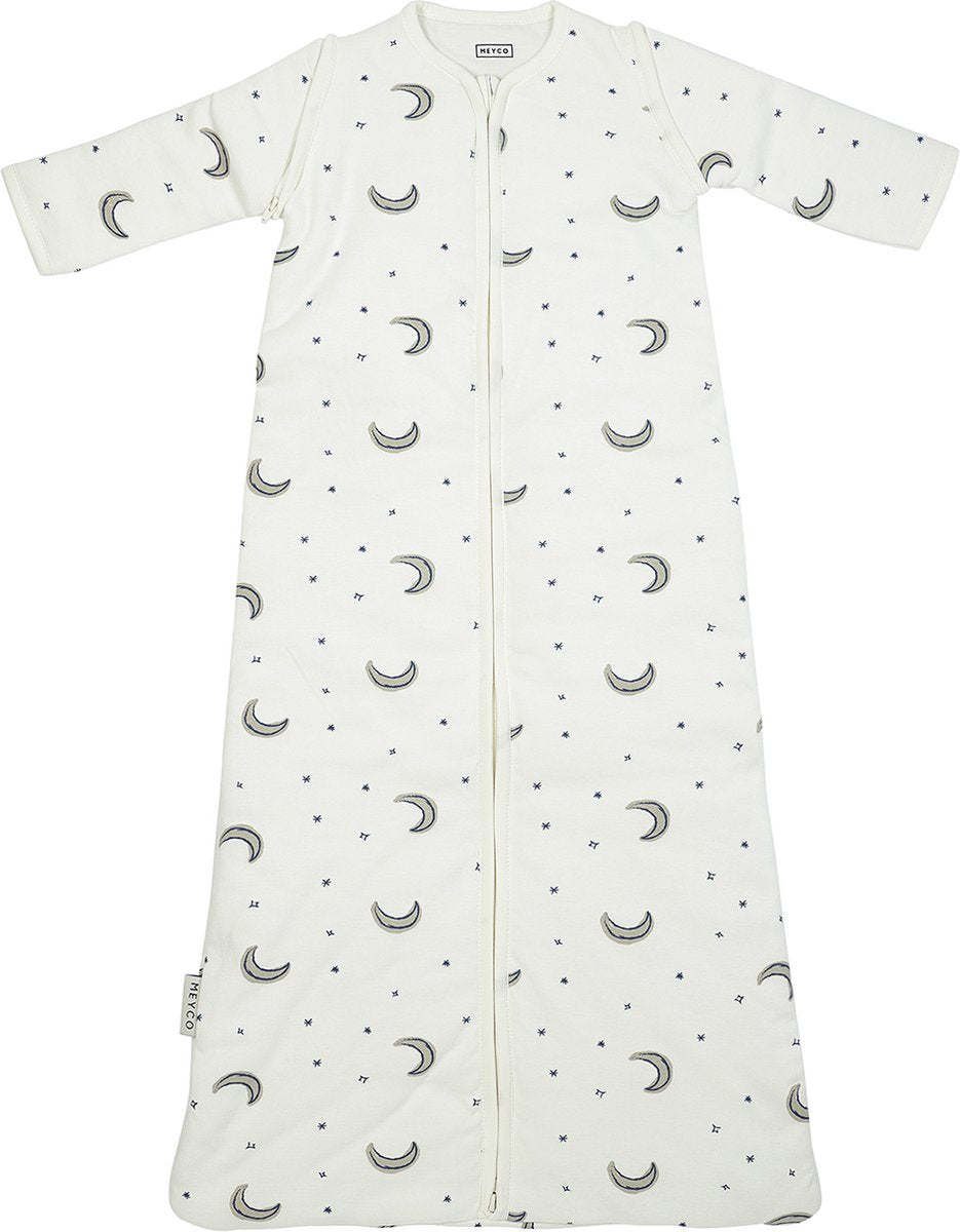 Meyco baby slaapzak winter moon - afritsbare mouwen - indigo - 70cm - winterslaapzak