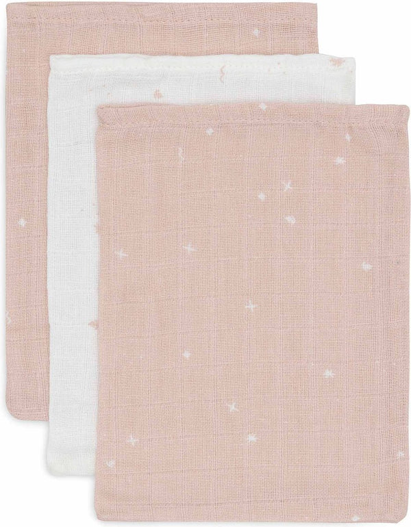 Jollein - baby hydrofiel washandje - katoen - 3 stuks - twinkling wild rose - baby washand, hydrofiele washandjes -15x20cm