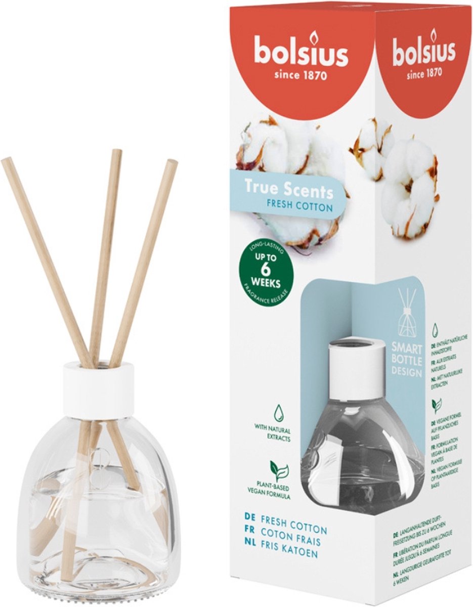 Bolsius - true scents - geurstokjes - 60 ml - fresh cotton