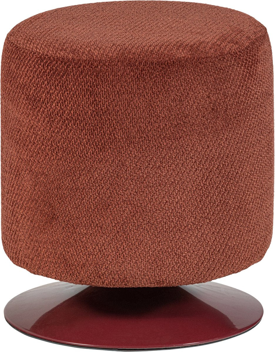 Woood islen poef met draaivoet - bouclé - bordeauxrood - 47x39x39