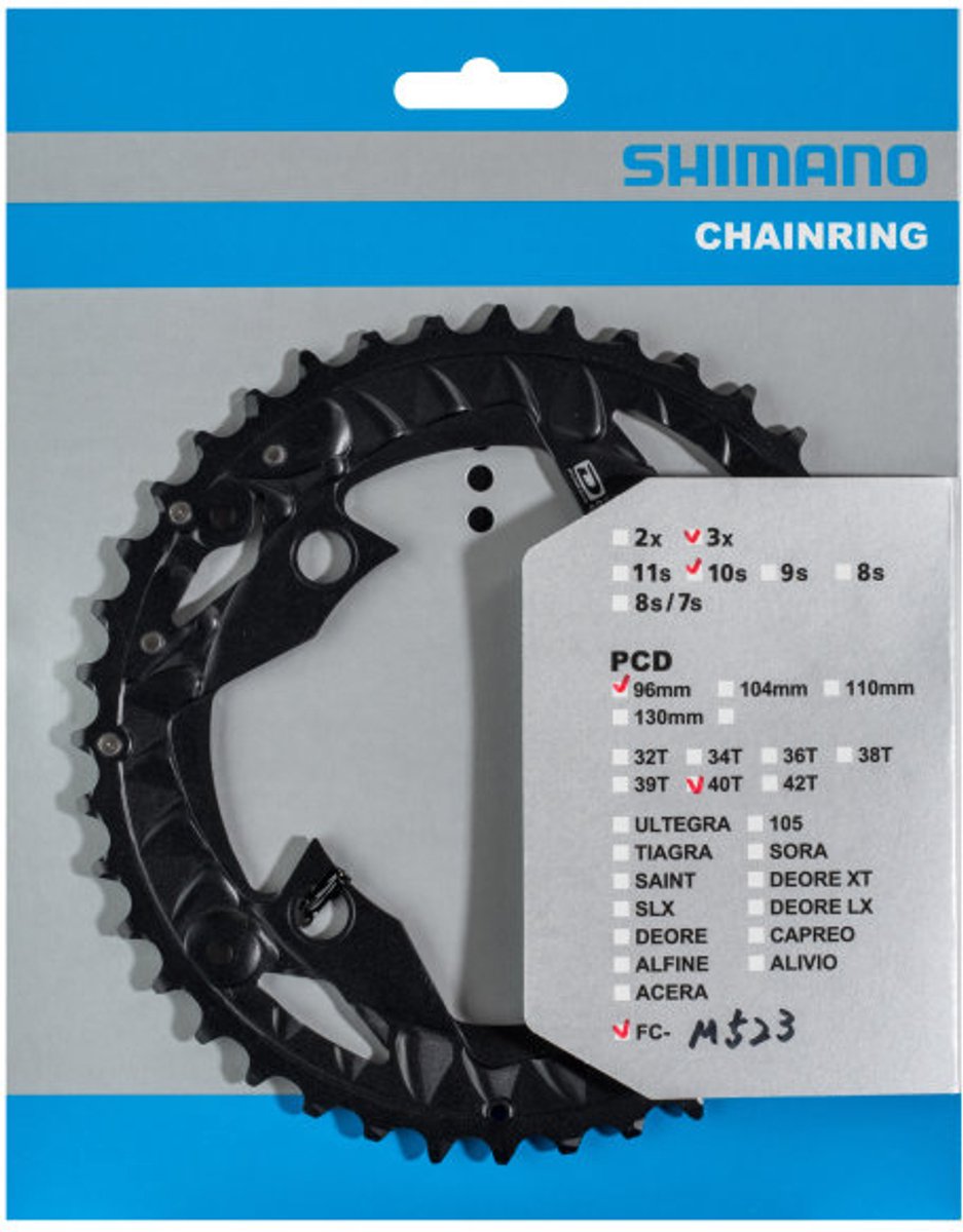 Plateau 40T Shimano FC-MT500 FC-M523 pour garde-chaîne (AN) 10 vitesses - Noir
