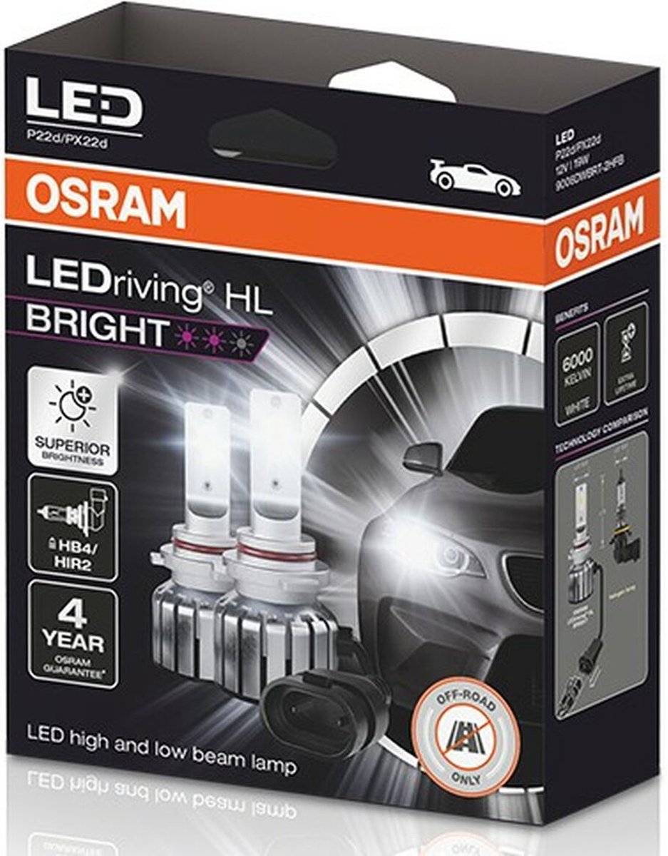 Osram ledriving hl bright hb4 hir2 set 9006dwbrt-2hfb
