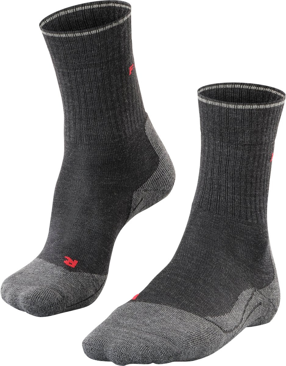 Falke tk2 explore wool silk medium padding wol functioneel materiaal wandelsokken dames grijs - maat 39-40