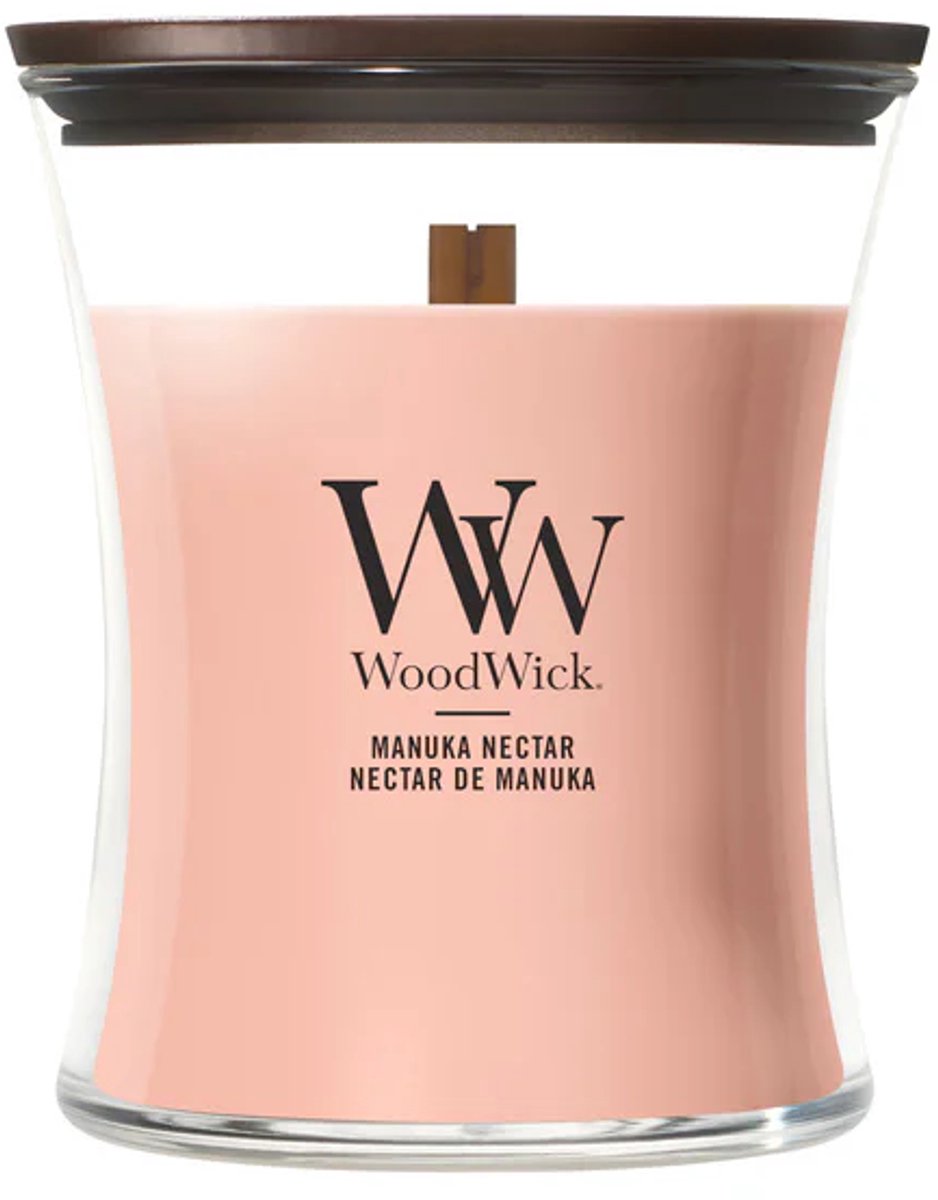 Woodwick hourglass medium geurkaars - manuka nectar - 60 branduren