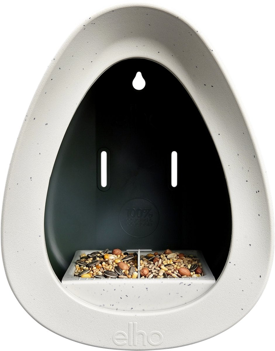Elho essential bird feeder 18cm - vogelvoederhuisje en vogelbadje - 100% gerecycled plastic - l18 x b21.1 x h23 cm - fibrous grey