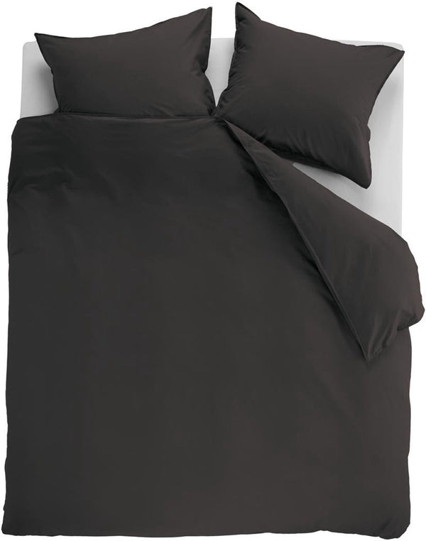 Ambiante cotton uni dekbedovertrek - effen - lits-jumeaux xl - 260x200 220 cm - antraciet