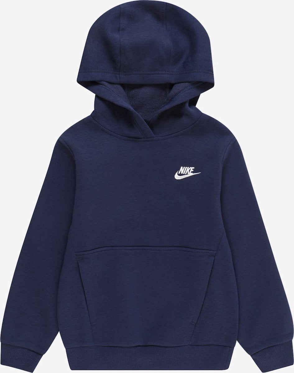 Nike k nsw club flc hdy lbr unisex sporttrui - navy - wit - maat s