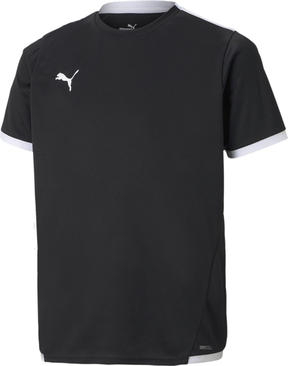 Puma teamliga jersey jr unisex sportshirt - black- white