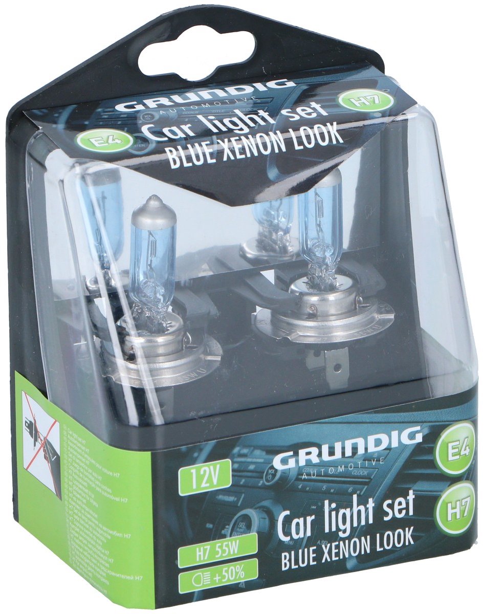 Grundig h7 autolampen – blue xenon look – h7 12v 55w halogeenlampen – +50% licht – set van 2