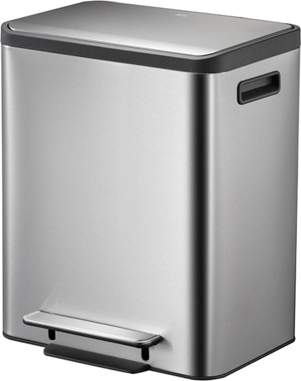 Eko - ecocasa recycler pedaalemmer 15+15 liter - stainless steel plastic - mat rvs - prullenbak