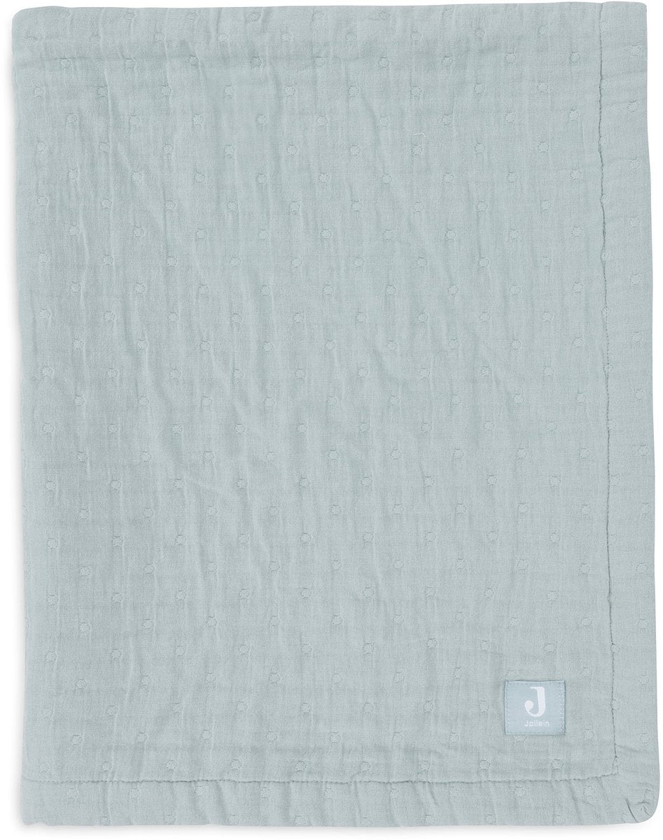 Jollein baby deken wieg jersey 75x100cm - jacquard sea green - gots