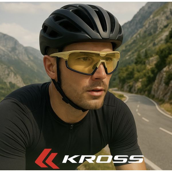 Kross fietsbril braker uv400 verwisselbare lenzen - beige frame