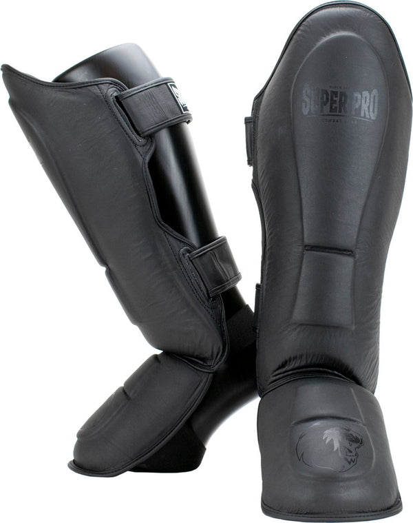 Super pro combat gear lederen scheenbeschermer guardian grijs medium
