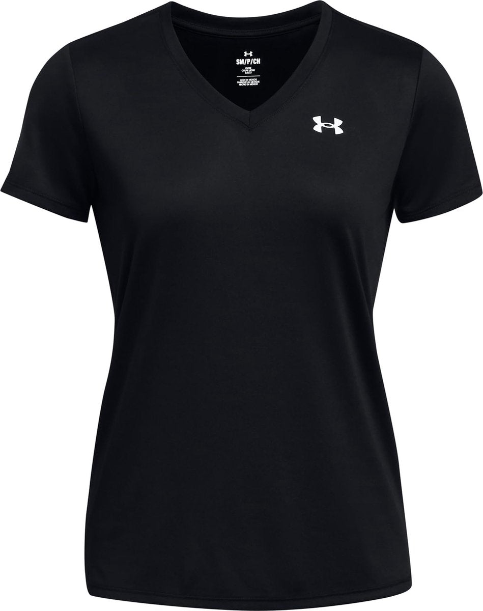 Under armour tech ssv- solid-blk dames sportshirt - zwart - wit