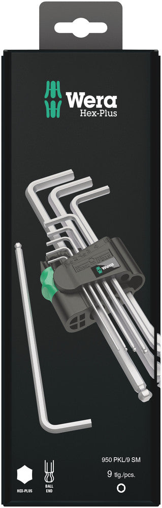Wera 950 9 hex-plus 1 sb stiftsleutelset, metrisch, verchroomd (9-delig)