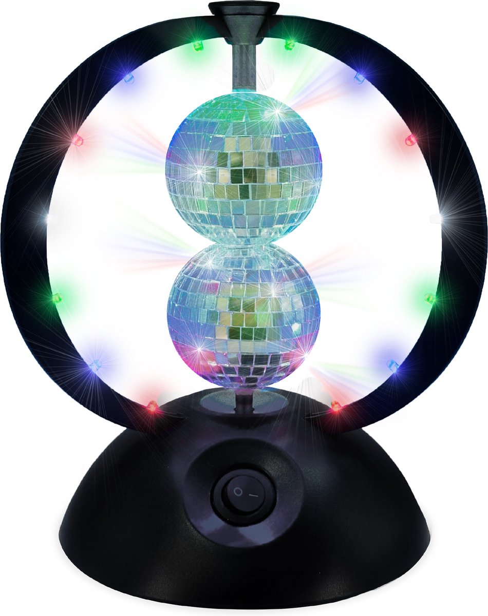 Partyfunlights roterende spiegel discobal zwart - ledlicht - feestverlichting - discolamp - voor kinderen