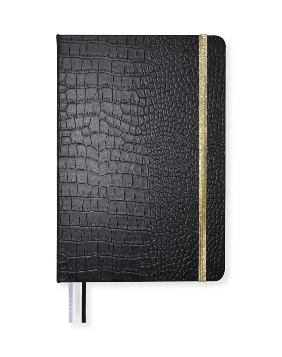 Kangaro notitieboek - pure croco - a5 - lijn - 2 stuks - zwart - k-pm610024skz