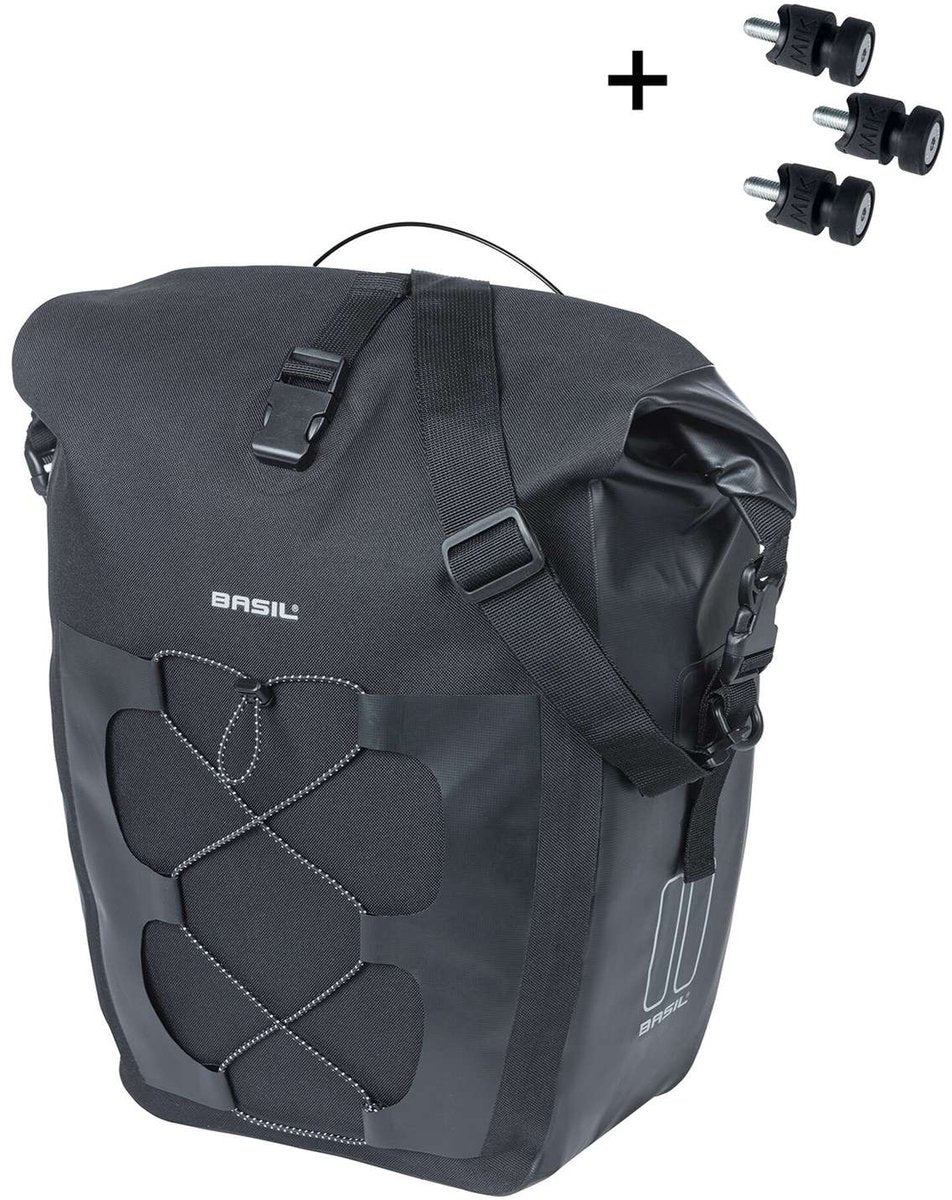 Basil enkele fietstas navigator waterdicht mik 22 liter - 19 x 27 x 41 cm - zwart