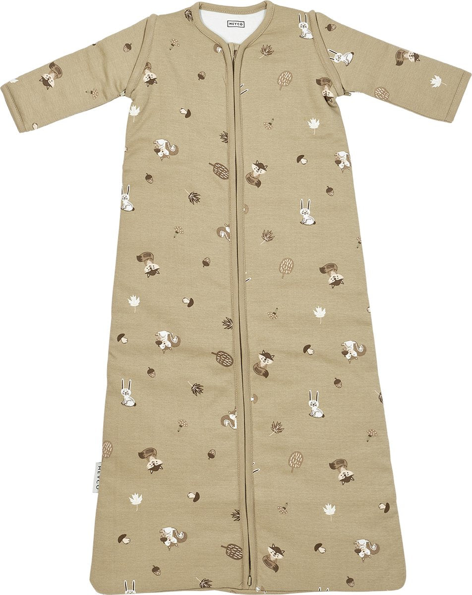 Meyco baby forest animals baby slaapzak met afritsbare mouwen - sand - 110cm - 2.5 tog