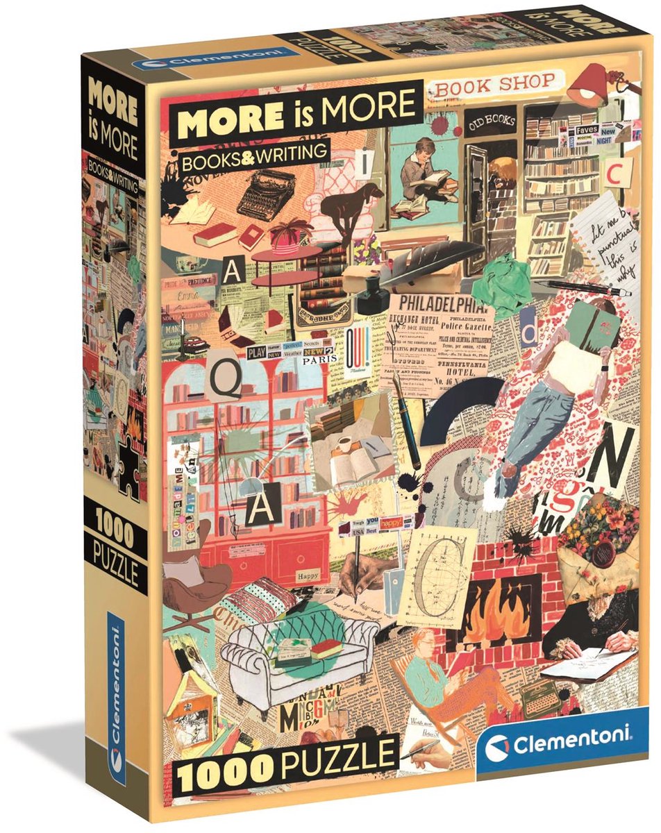 Clementoni - puzzel - 1000 stukjes - boeken en schrijven compact box - puzzel voor volwassenen