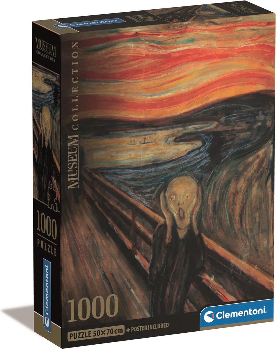 Clementoni - puzzel - 1000 stukjes - de schreeuw van munch - puzzel voor volwassenen en kinderen vanaf 14 jaar