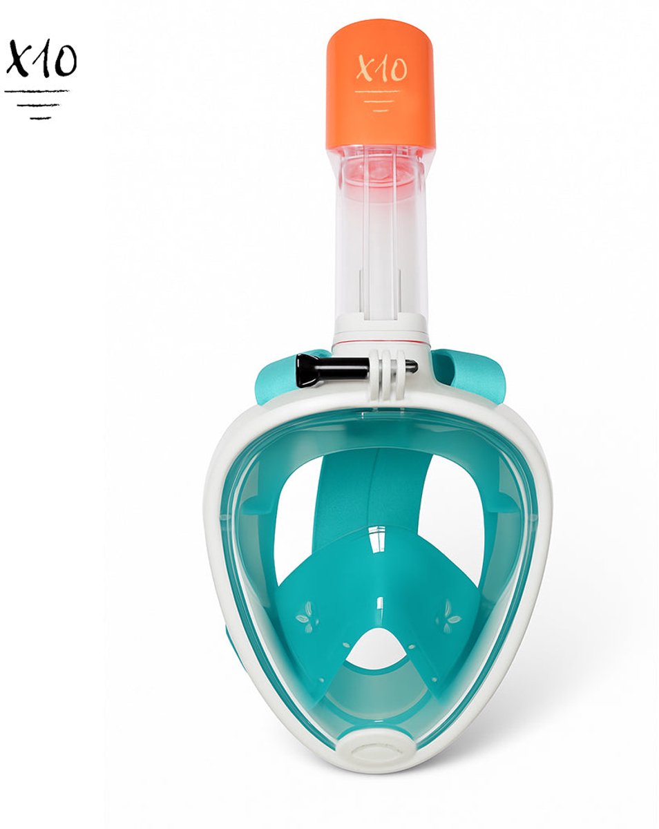 X10 snorkelmasker - duikbril - snorkel - snorkelset - full face masker - volwassenen - turquoise - l xl