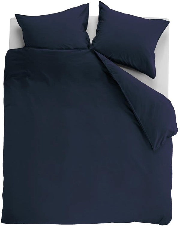 Ambiante cotton uni dekbedovertrek - effen - lits-jumeaux xl - 260x200 220 cm - donker blauw