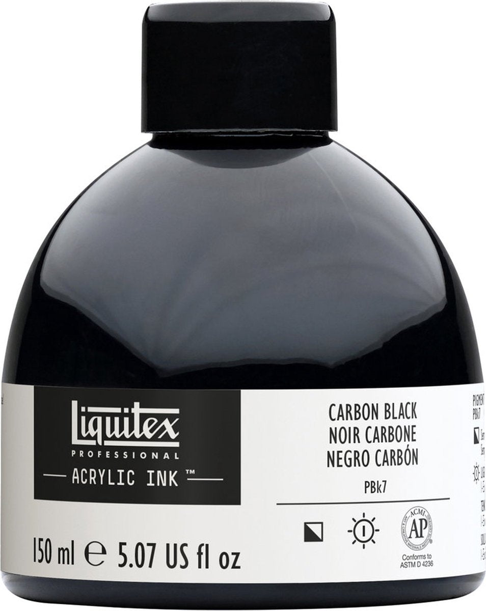 Liquitex 4261337 professional acrylic ink – carbon black 150 ml – semi-opacity, artist quality