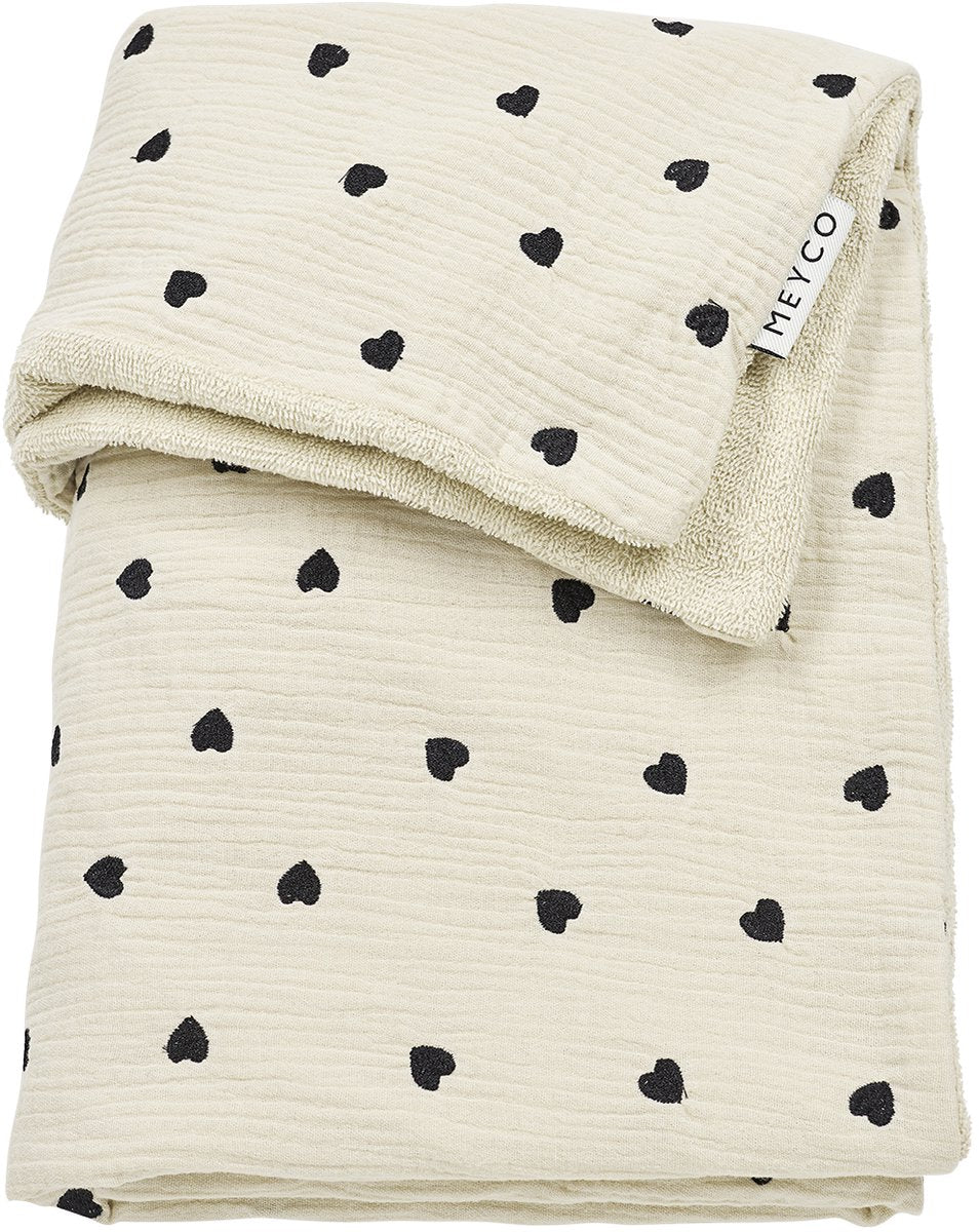 Meyco baby sweet heart ledikant deken - pre-washed hydrofiel - soft sand - 100x150cm - 1.5 tog