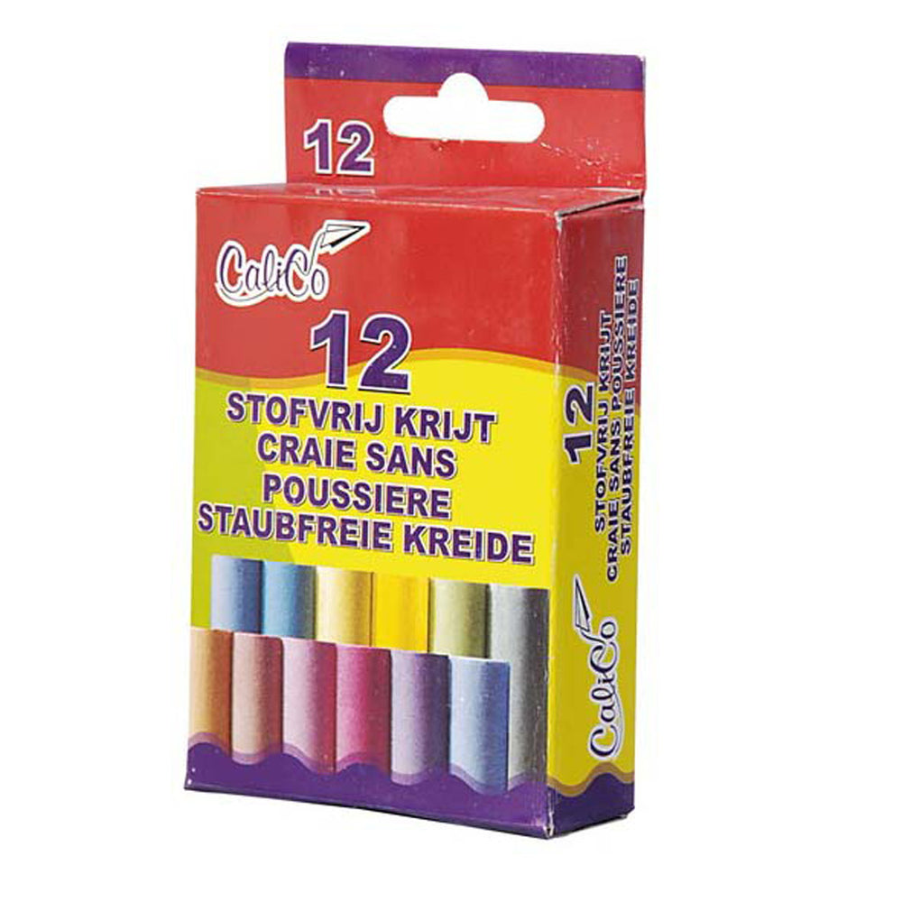 Basis schoolbord krijtjes kleur 12 stuks