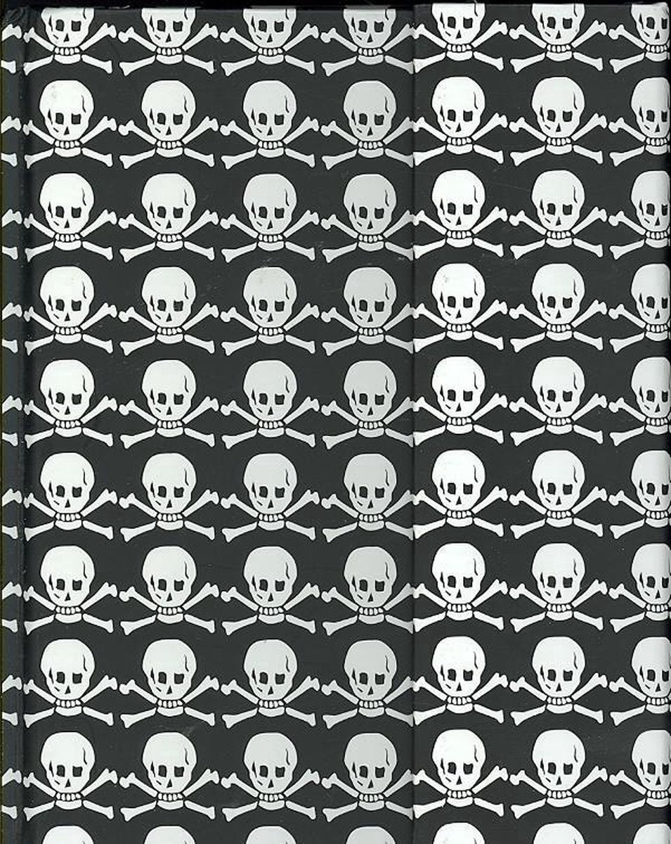 Peter pauper magnetic notitieboek - skull - crossbones - 16x21 cm